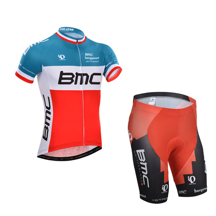 2014 Maillot Bmc azul Blanco mangas cortas